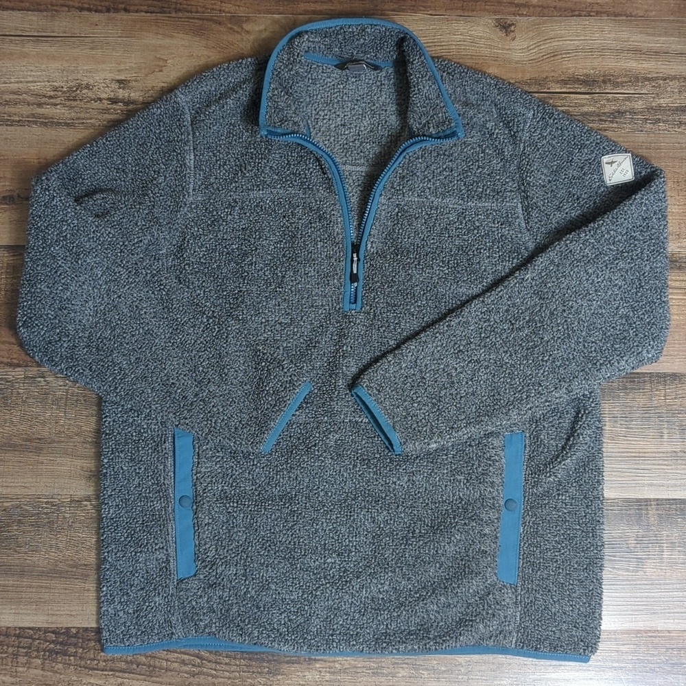 Eddie Bauer Deep Pile 1/2 zip pullover shag fleece/sherpa Size Large in Gray